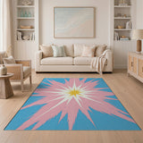 Vibrant Pink Blue Starburst Area Rug