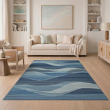 Geometric Modern Blue Wave Geometric Modern Area Rug