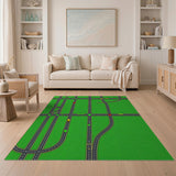 Kids Cartoon City Roads Traffic Map Area Rug