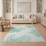 Mint Teal Wave Abstract Area Rug