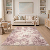 Pink Vintage Pink Rose Heart Area Rug