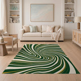 Hypnotic Green Swirl Abstract Area Rug