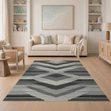 Black and White Black White Geometric Diamond Stripe Rug