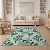 Abstract Mint Green Foliage Area Rug