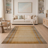 Tan Brown Woven Grid Area Rug