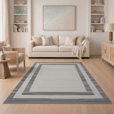 Black and White Modern Black White Striped Border Area Rug