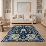 Traditional Persian Navy Blue Persian Floral Area Rug