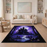 Purple Haunted House Area Rug
