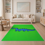 Cute Blue Crocodile Kids Area Rug