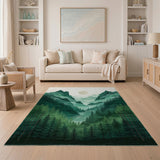Serene Layered Green Mountains Area Rug