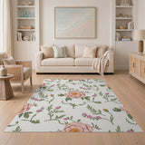 Pink Blush Peony Floral Area Rug