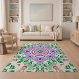 Vibrant Purple Pink Floral Mandala Rug