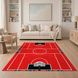 Red Basketball Court Red Area Rug