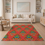 Vibrant Red Multi-Color Floral Persian Rug