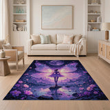 Purple Fairy Wings Moonlit Lake Area Rug