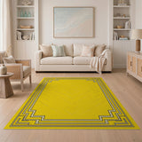 Vibrant Yellow Geometric Frame Area Rug