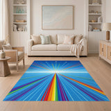 Rainbow Airplane Burst Washable Area Rug