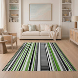 Bold Green Black Zigzag Stripe Area Rug