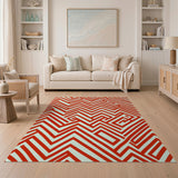 Red Geometric Modern Bold Red Zigzag Geometric Area Rug