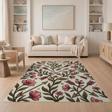 Boho Pink Flowers Arrows Area Rug