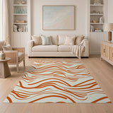 Vibrant Orange Wavy Stripe Area Rug