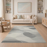 Abstract Wavy Black White Area Rug
