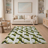 Geometric Camo Green Area Rug