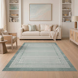 Blue and Teal Teal Geometric Woven Area Rug