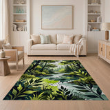 Lush Forest Stream Watercolor Area Rug