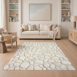 Beige Pebble Mosaic Coastal Area Rug
