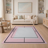 Pink Tennis Court Geometric Area Rug