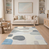 Grey Abstract Organic Shapes Area Rug