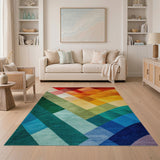 Vibrant Geometric Multi-Color Area Rug