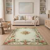 Blush Pink Peony Medallion Floral Vintage Rug