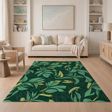 Floral Vintage Lush Fern Leaf Green Area Rug
