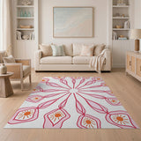Radiant Pink Sunburst Floral Area Rug