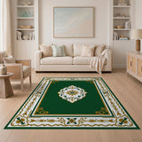 Traditional Persian Green Emerald Green Traditional Persian Medallion Rug
