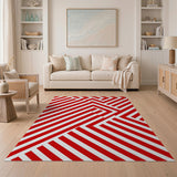 Red Bold Red Geometric Zigzag Area Rug