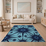 Teal Navy Starburst Geometric Area Rug