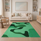 Wavy Green Camo Abstract Area Rug