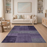 Purple Geometric Block Stripe Area Rug