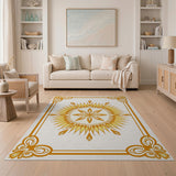 Ornate Golden Sunflower Mandala Rug