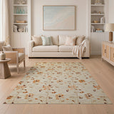 Beige Scattered Floral Area Rug