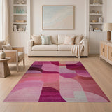 Modern Pink Geometric Abstract Area Rug