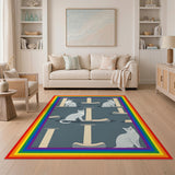 Grey Cat Tree Kids Area Rug