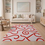 Vibrant Red Swirl Abstract Red Area Rug