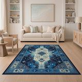 Blue and Teal Geometric Modern Blue Teal Geometric Modern Area Rug