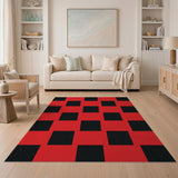 Bold Red Black Checkered Red Area Rug