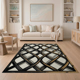 Distressed Woven Lattice Area Rug