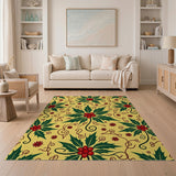 Yellow Holly Berry Floral Area Rug